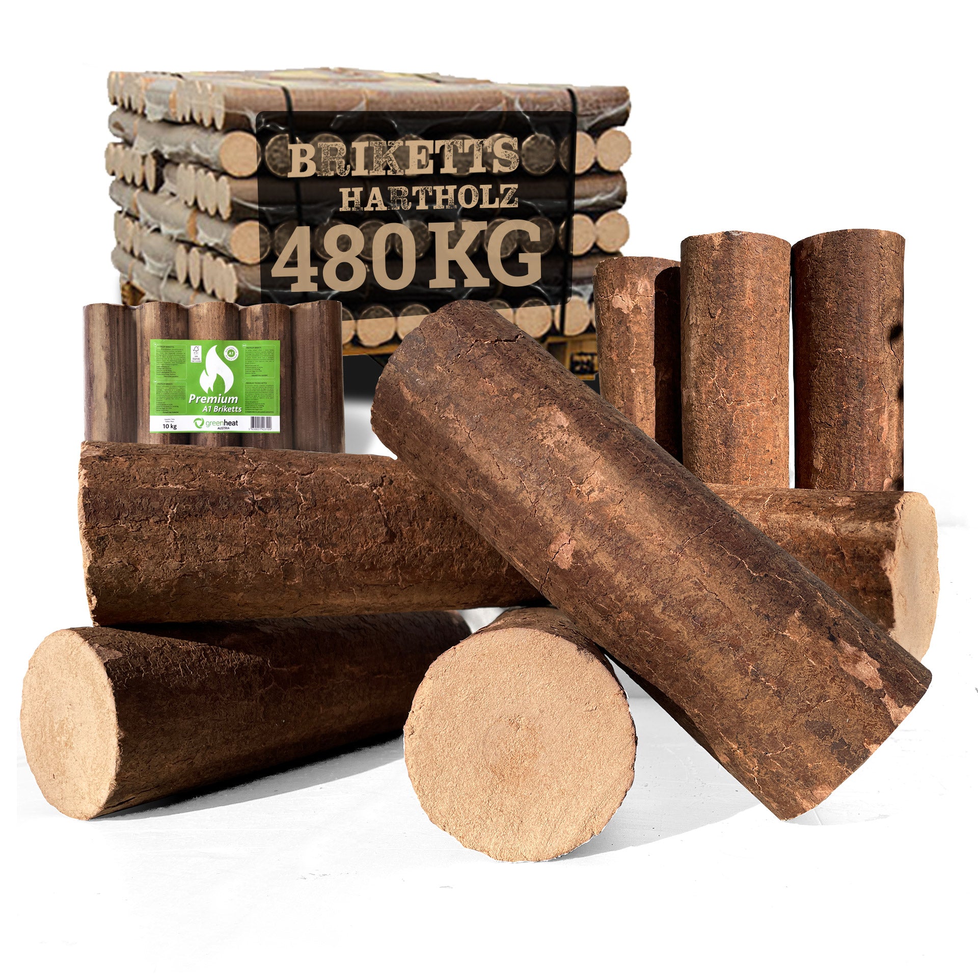 Briketts aus Hartholz NESTRO rund 480 KG, Holzbriketts, Hartholzbriket