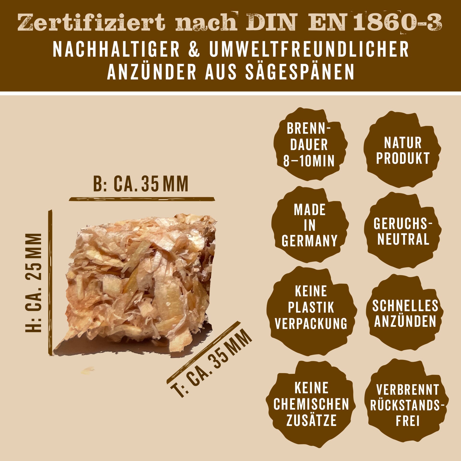 Anzünder Sägespäne